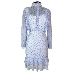 Endless Rose NWOT Black White Gingham Tiered Midi Dress Smocked Size Large